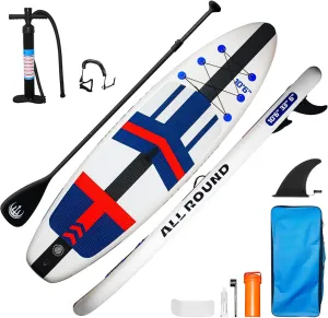 10'6" Inflatable Stand Up Paddle Board for Adults & Youth - 33" Wide Non-Slip Deck with Paddle, Pump, Backpack, Safety Leash, Repair Kit - All-Around Board for Lakes, Rivers, Ocean(Navy Blue)