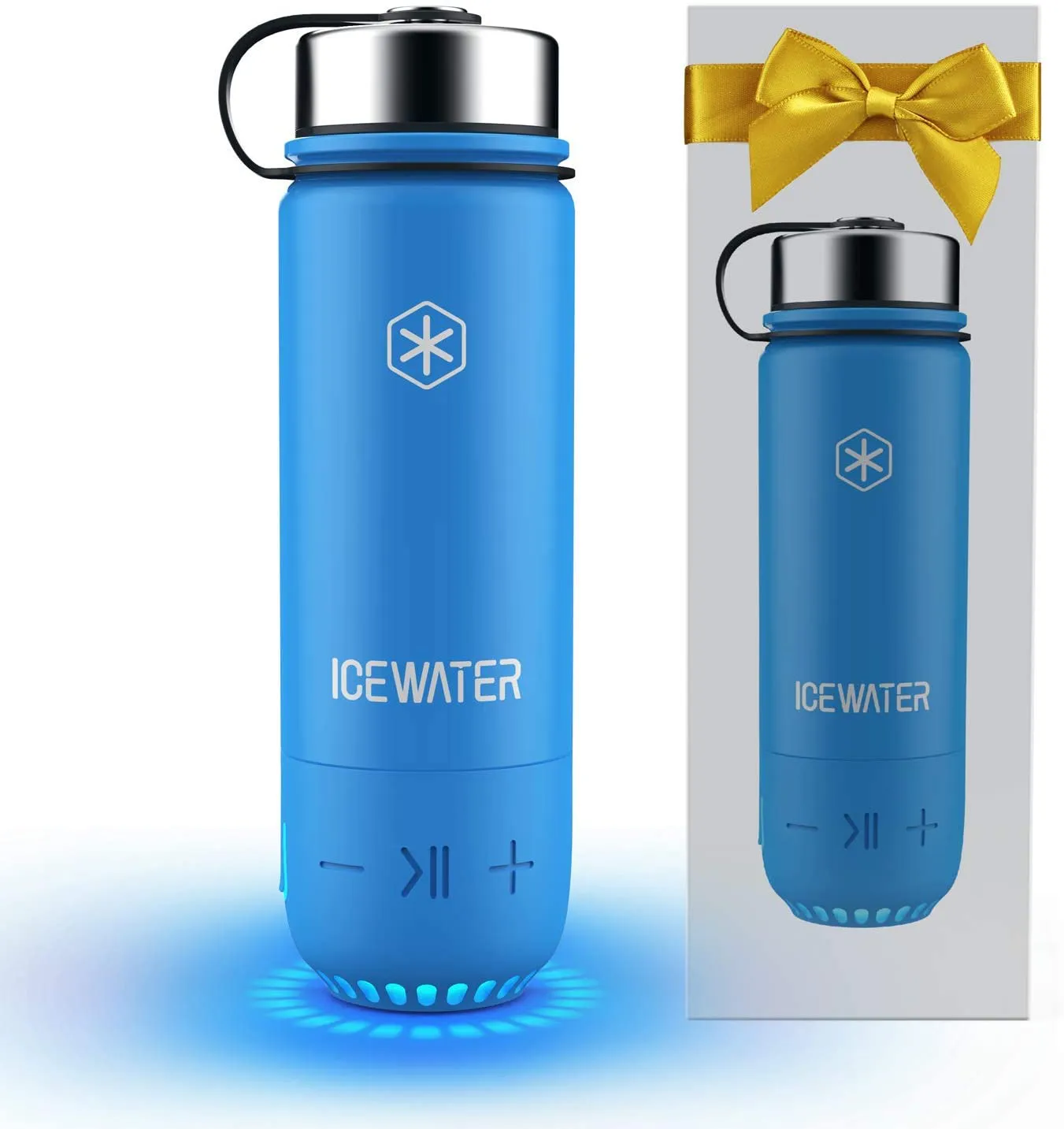 3-in-1 Smart Stainless Steel Water Bottle(Glows to Remind You to Stay Hydrated) Bluetooth Speaker  Dancing Lights,20 oz,Stay Hydrated and Enjoy Music,Great Gift (Black))