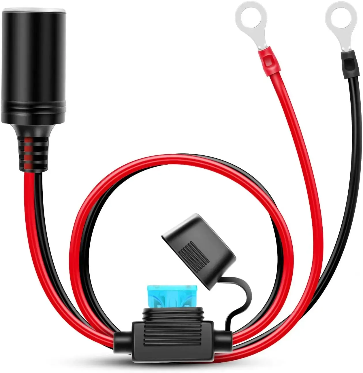 3FT Female Cigarette Lighter Outlet With Eyelet Terminal Fuse Holder