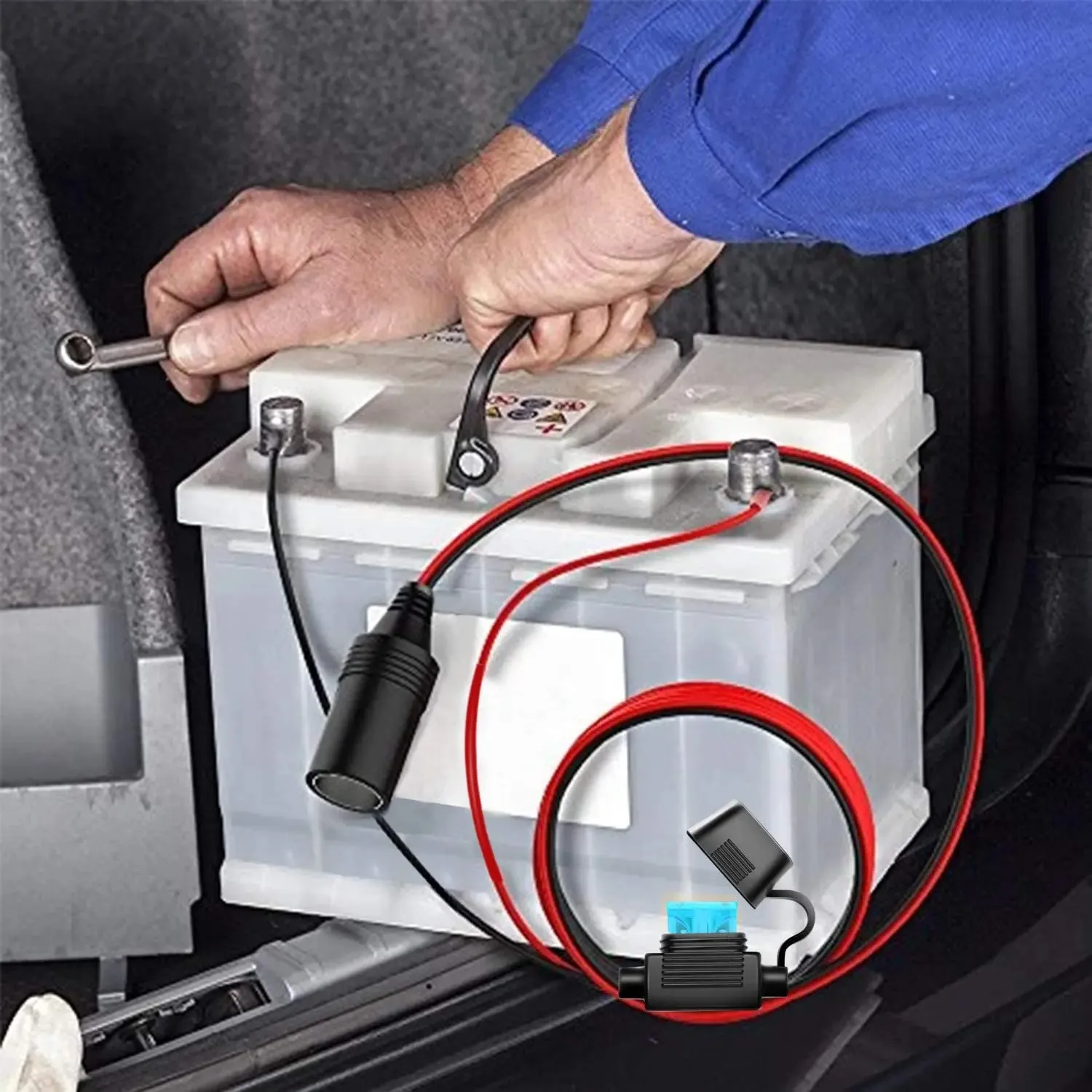 3FT Female Cigarette Lighter Outlet With Eyelet Terminal Fuse Holder