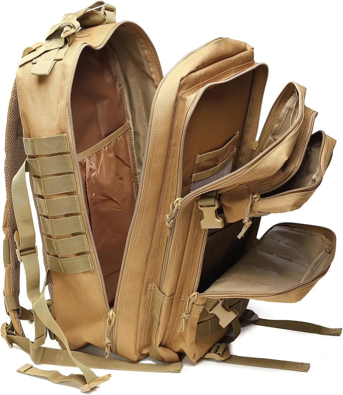 45L Military Tactical Backpack for Men & Women Bug Out Bag Assault pack Molle Daypack Hiking Trekking Rucksack(Khaki)