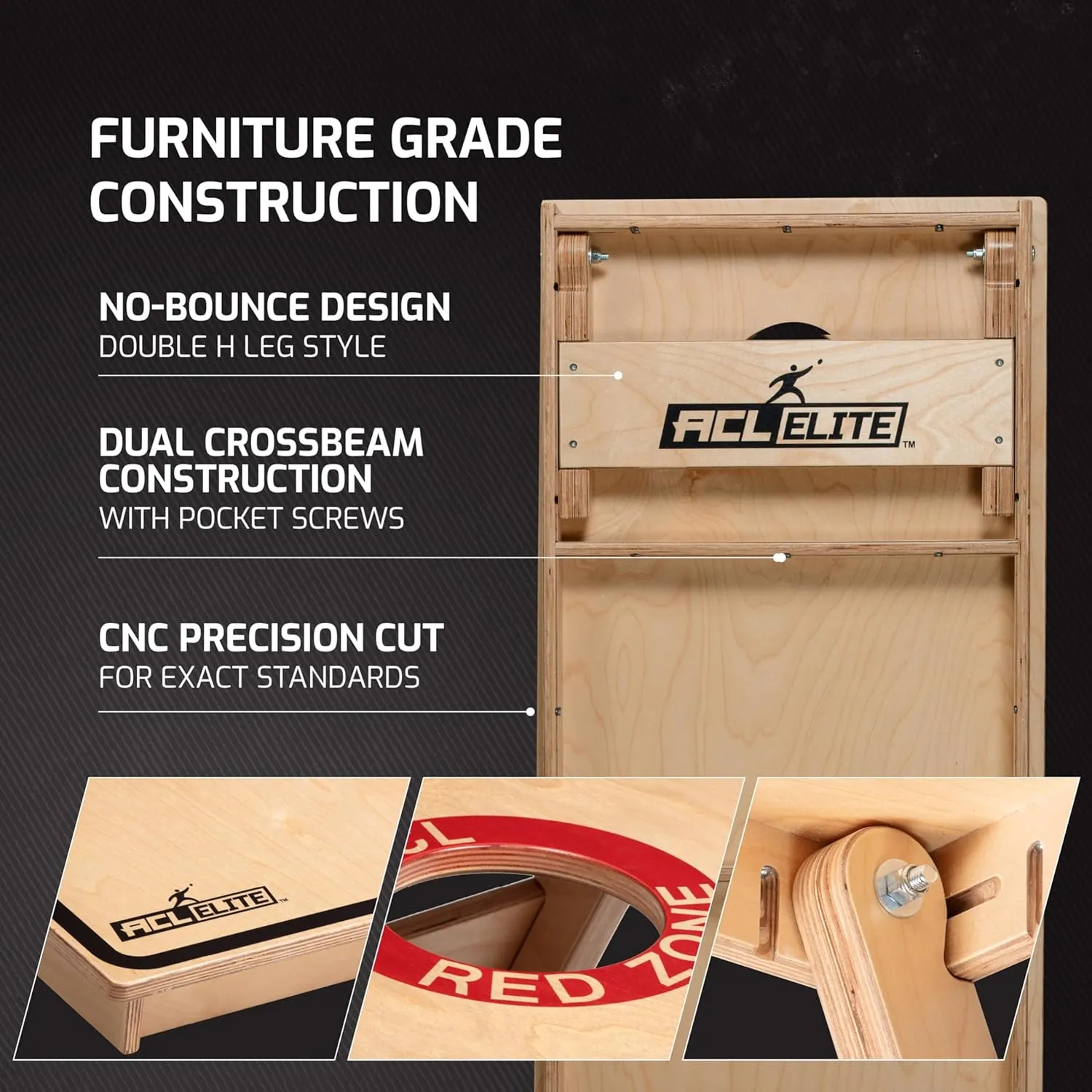ACL Approved & Officially Licensed 2x4 Cornhole Boards - Regulation 24" x 48" - Solid Wood Legs - Dual Cross Beam Supports - CNC Precision Cut - Premium Surface - Furniture Grade Construction