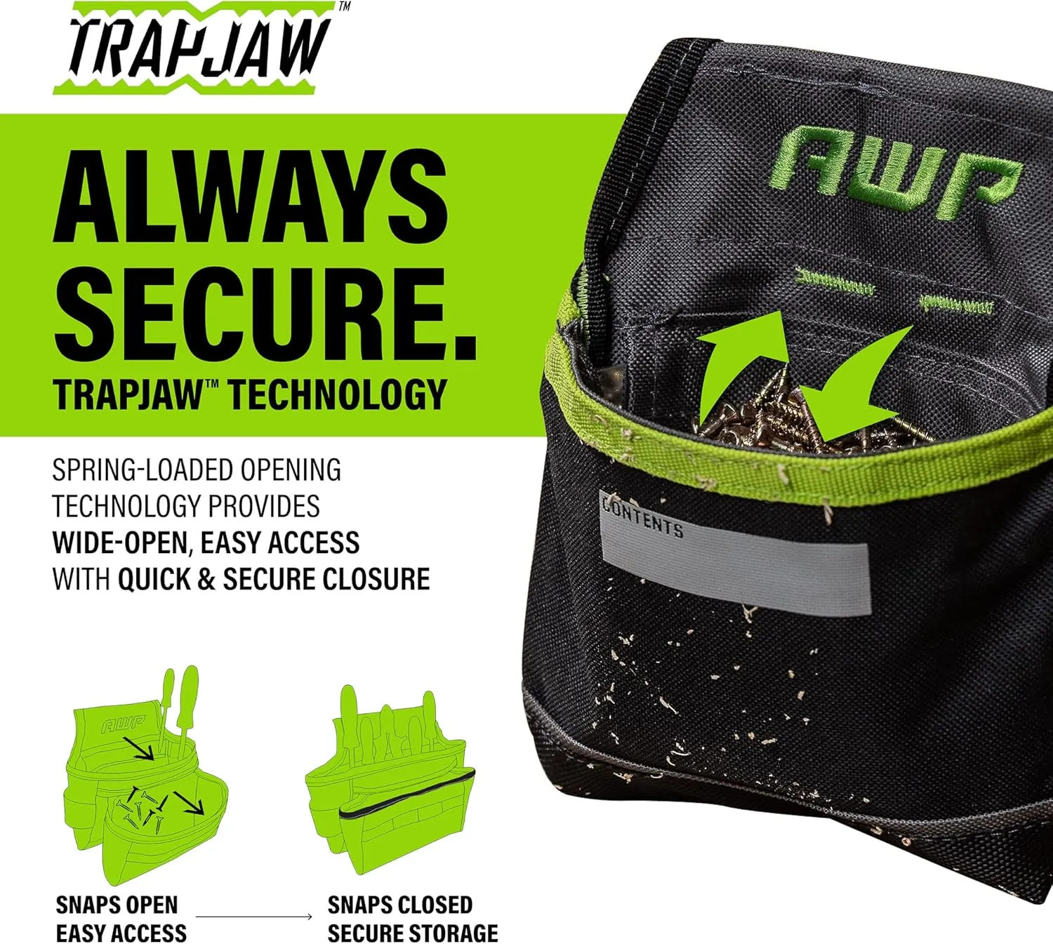 AWP TrapJaw Clip-on Fastener Pouch with Spring-Loaded Technology
