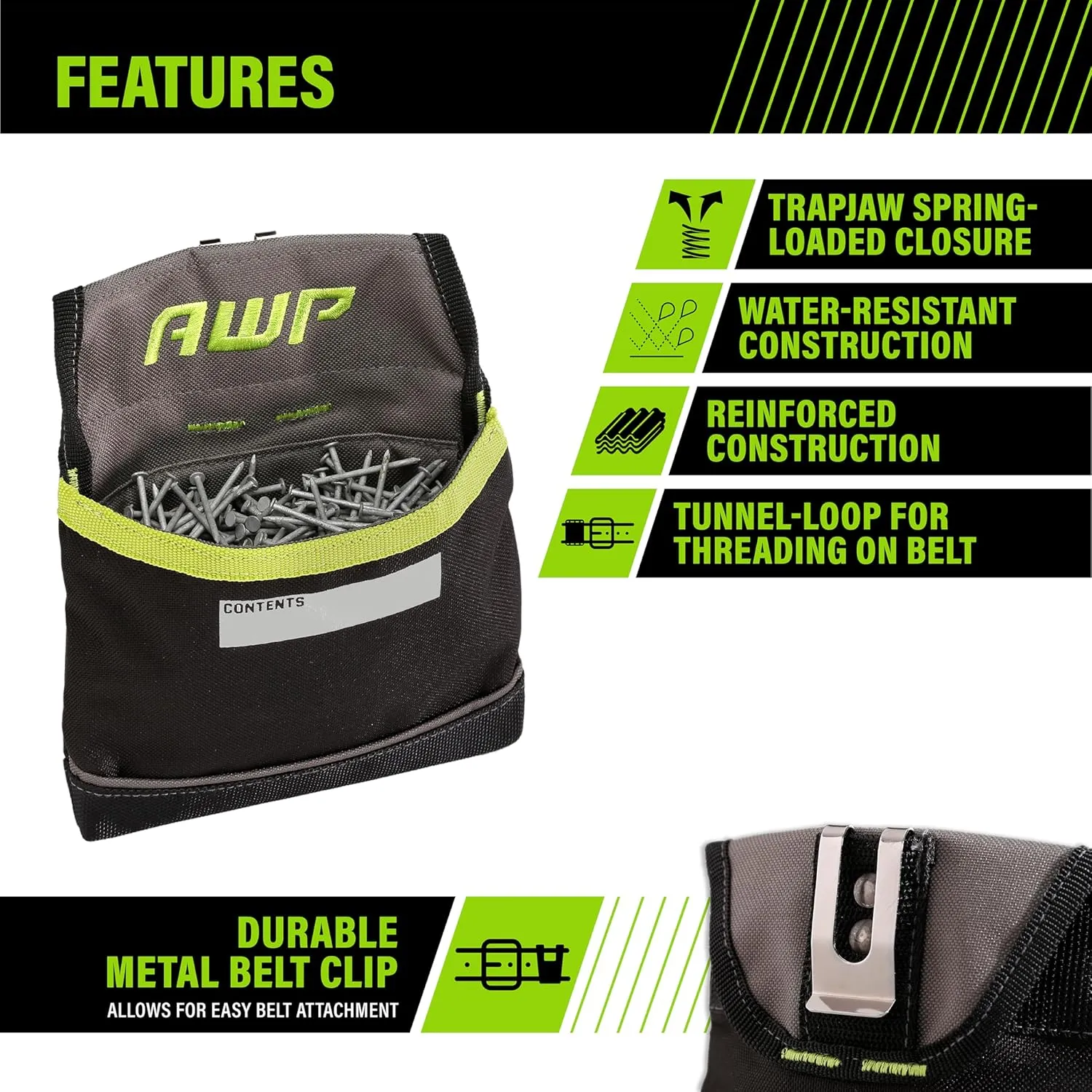 AWP TrapJaw Clip-on Fastener Pouch with Spring-Loaded Technology