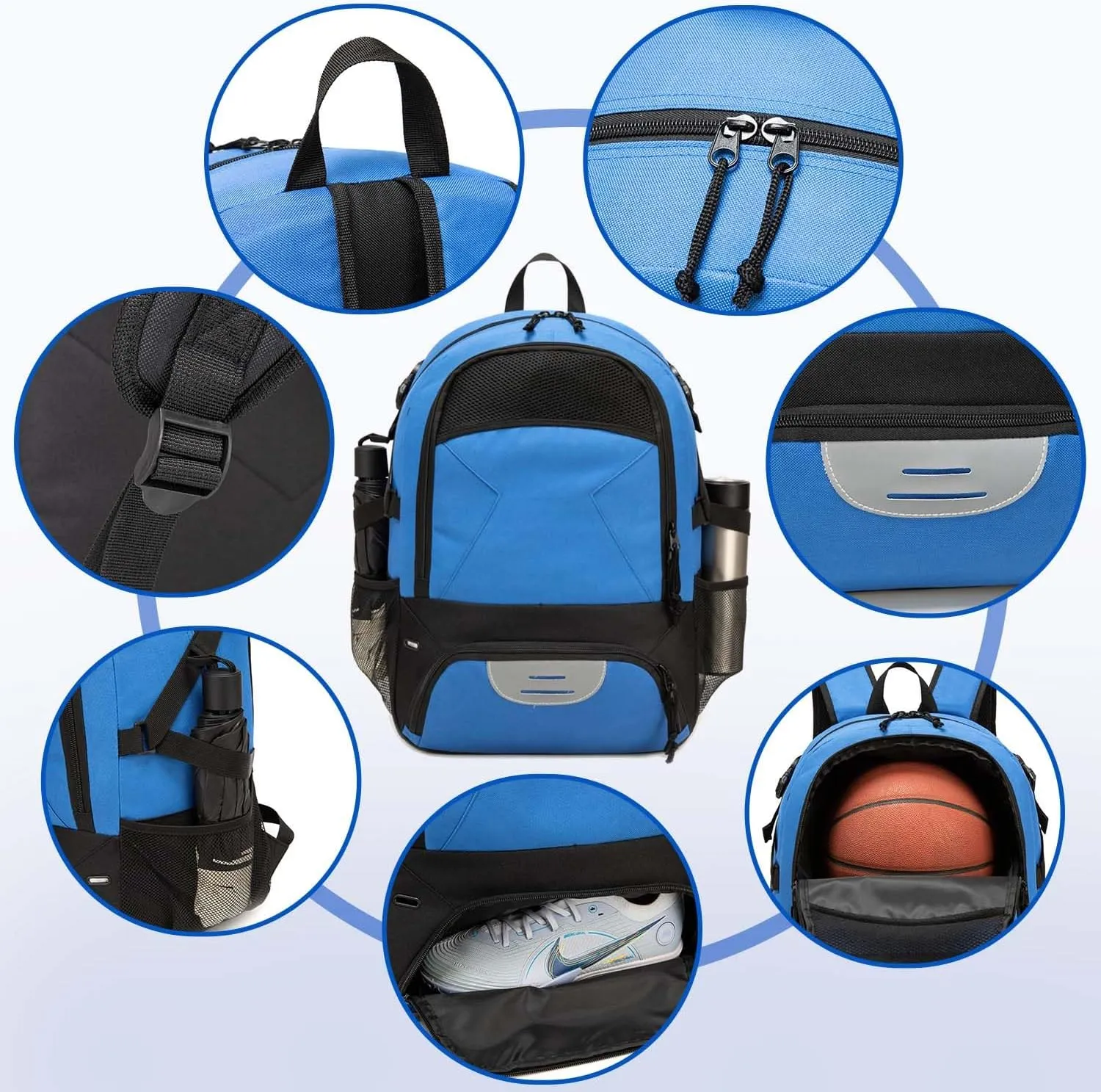 Basketball Bag Backpack, Large Capacity Sports Equipment Bags for Basketball, Soccer, and Volleyball.