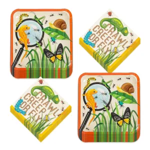 Bug and Insect Backyard Adventure Paper Dinner Plates and Lunch Napkins (Serves 16)