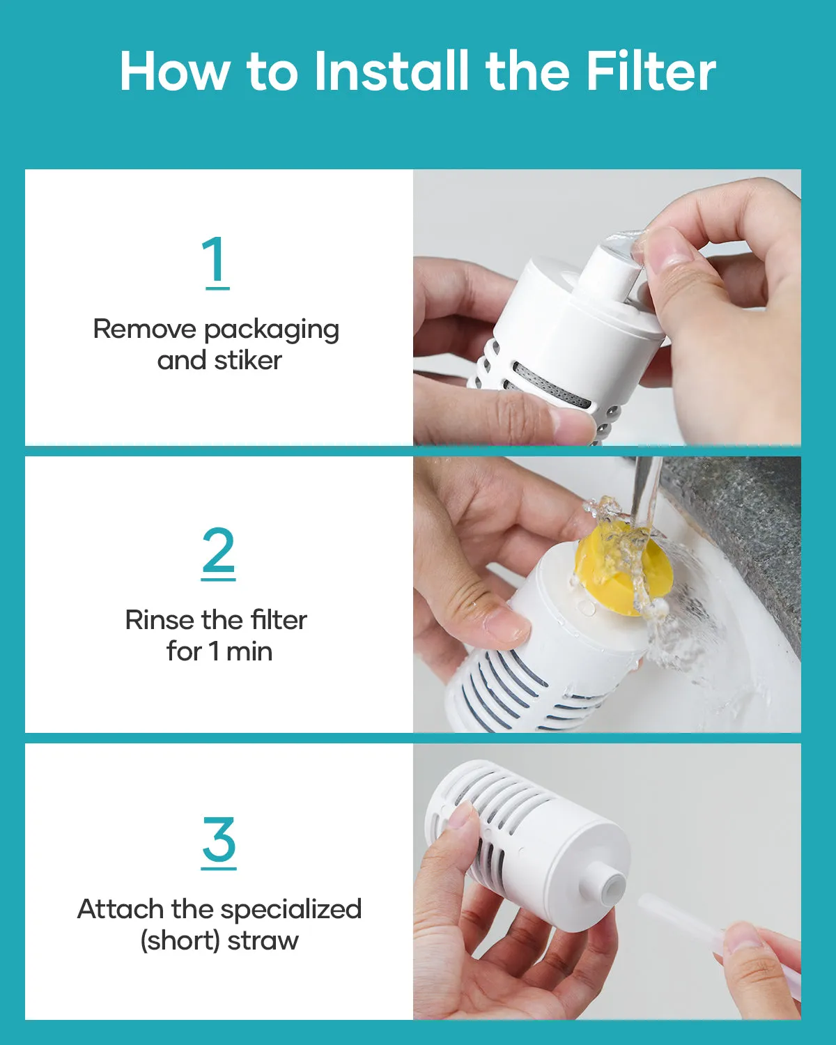 Buzio Water Bottle Activated Carbon Filter Replacement