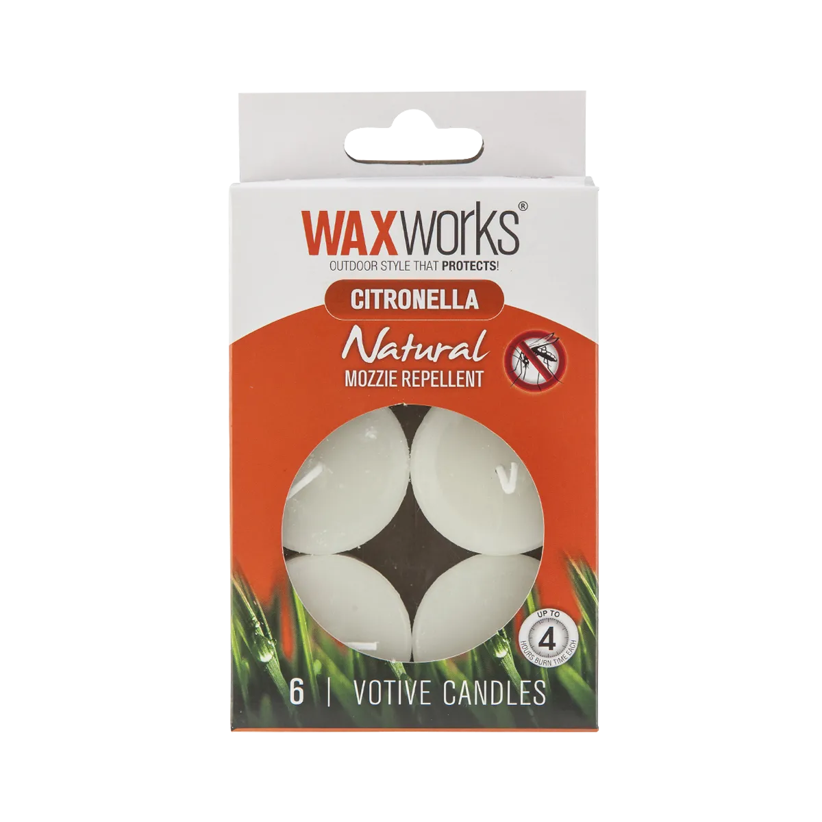 CITRONELLA VOTIVES 6PACK, Waxworks
