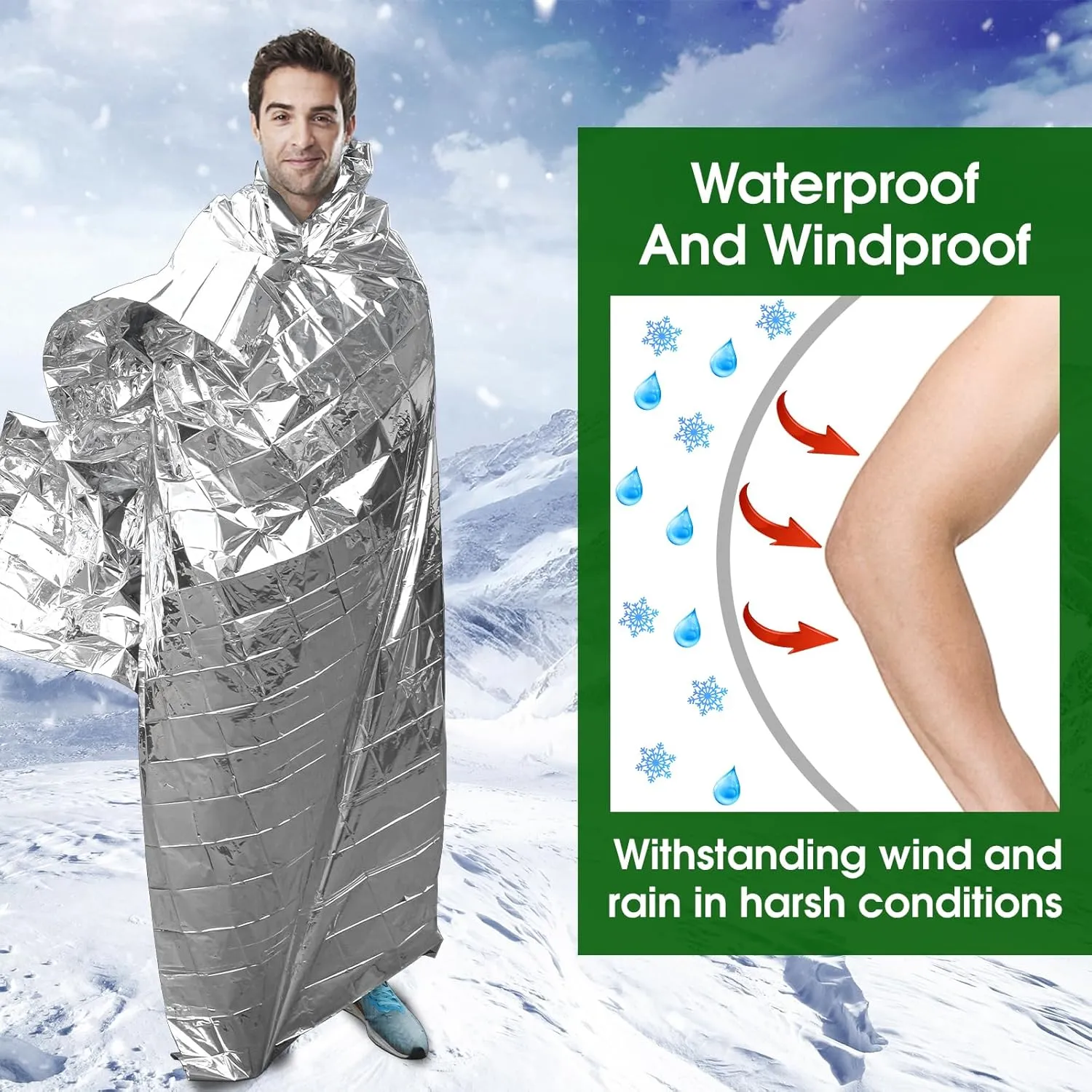 CXYARY 30 Pack Emergency Mylar Thermal Blanket, 84 x 52 Space Blankets, Emergency Thermal Blanket Space Rescue Survival Gear Camping for Outdoors, Hiking, Camping Survival