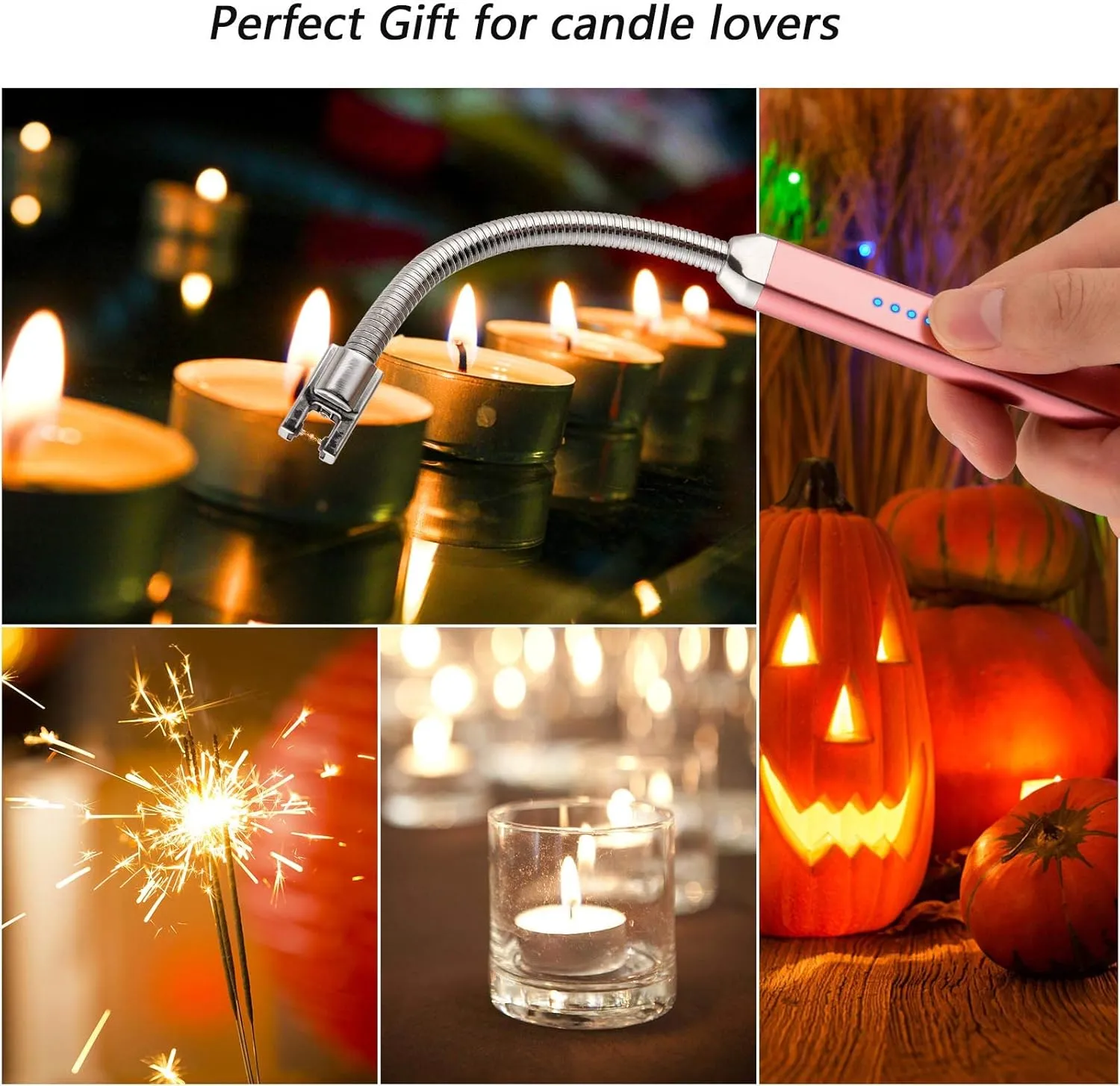 Electric Candle Lighter Birthday Fathers Day Gifts for Mom from Daughter Son, USB Arc Rechargeable Windproof Long Lighter for Candle, Gift for Mom Women Men Wife Sister