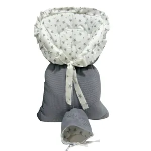 Elmalella Tulip Newborn Cocoon/ Hat (Sterling)