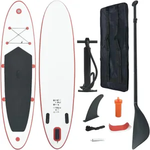 Enhance Water Fun with Inflatable Stand Up Paddle Board Set, Durable Design, Easy Assembly, Red and White