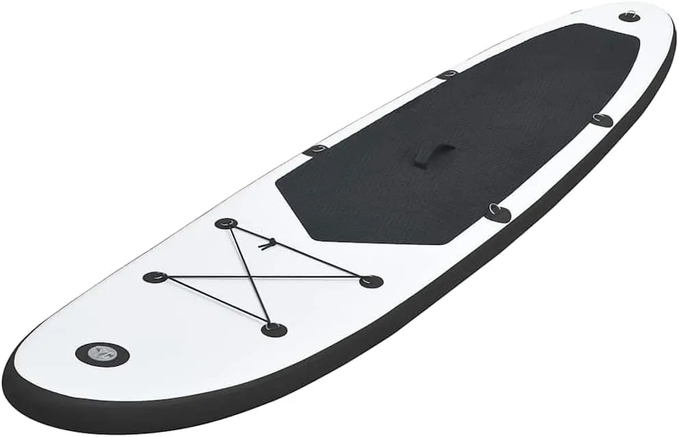 Enjoy Water Activities with Inflatable Stand Up Paddleboard Set, Puncture-Proof and Stable Design, Black and White