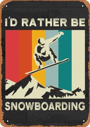 Fanzi Vintage Look Metal Sign - Snowboarding Snowboard Vintage Design - 8"X12" Tin Plate Wall Decor