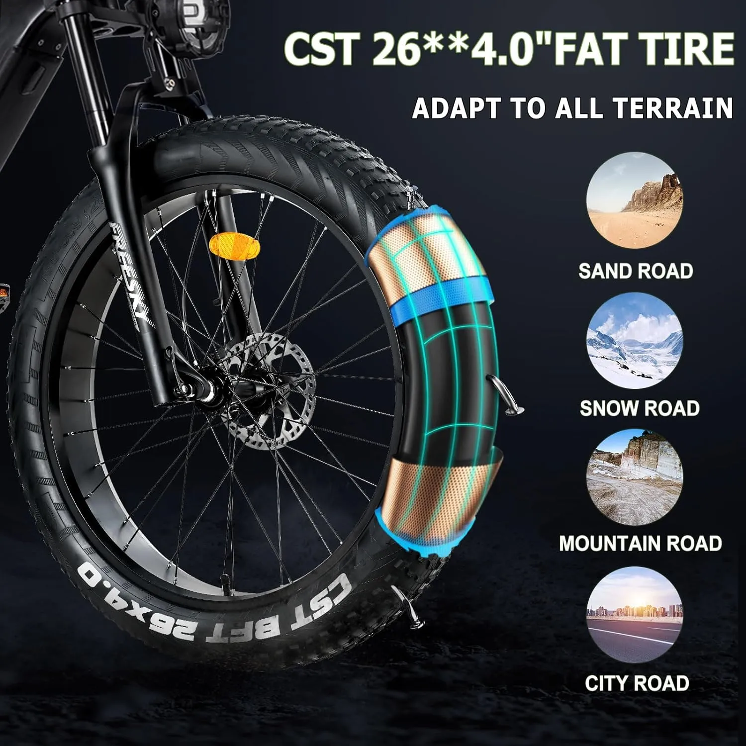 FREESKY Swift Horse Pro 2025 Electric Bike with 2000W BAFANG Motor, 48V 30Ah Samsung Cells Battery, 26" Fat Tires, Up to 35MPH &120-Mile Range, Smart Keys, Full Suspension Mountain EBike for Adults