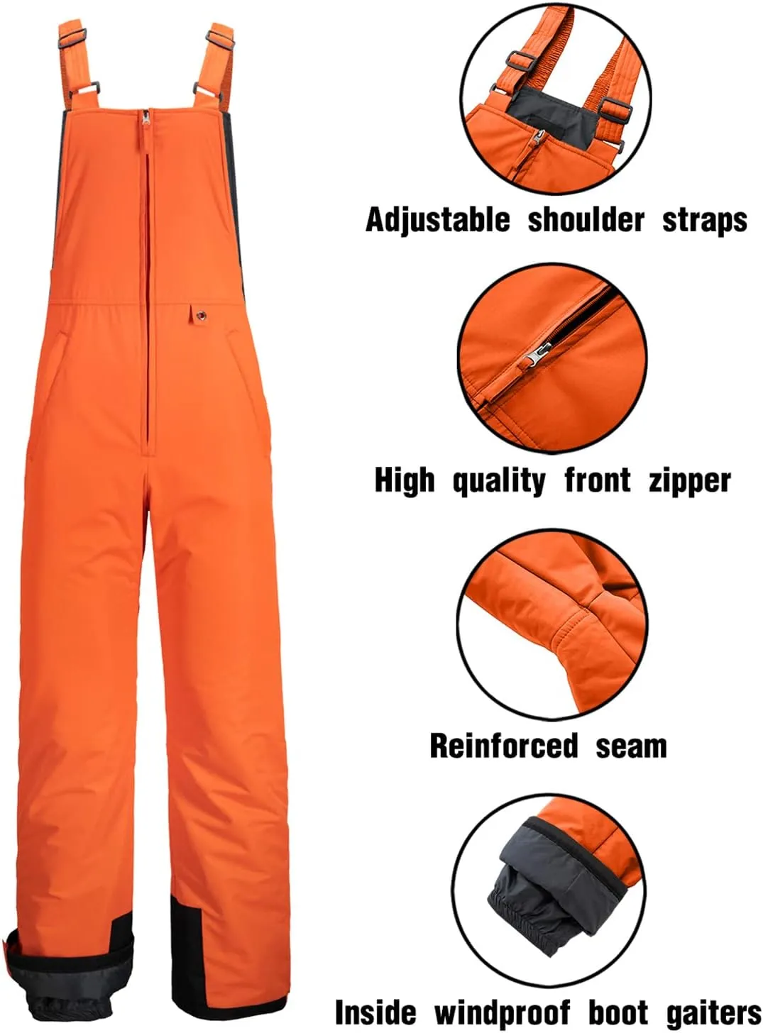 GEMYSE Men's Insulated Waterproof Ski Bib Overalls Winter Snowboarding Pants