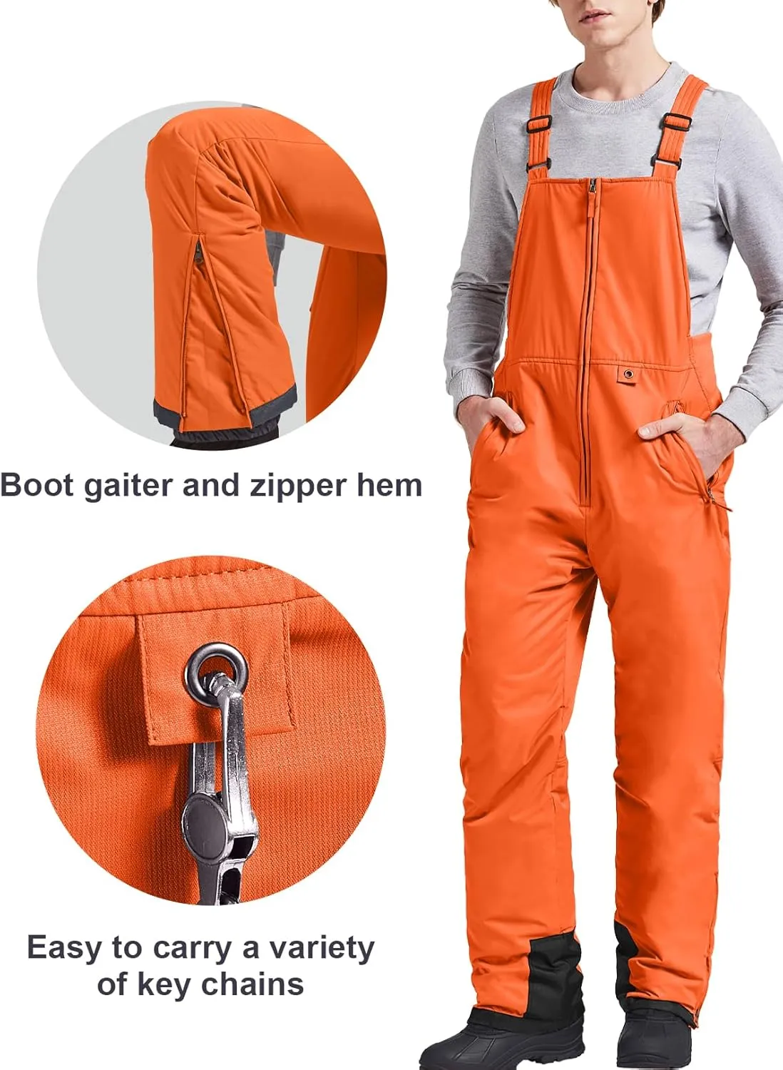 GEMYSE Men's Insulated Waterproof Ski Bib Overalls Winter Snowboarding Pants