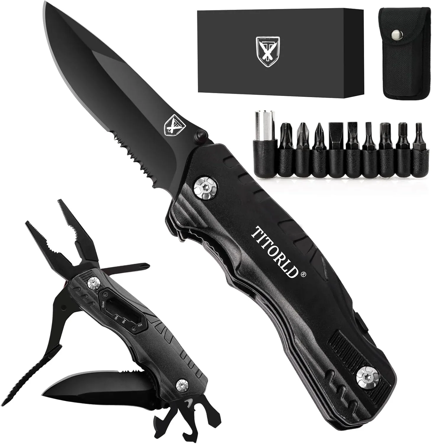 Gifts for Men Dad Husband Him Fathers Day, Pocket Knife Multitool, Unique Camping Hunting Fishing Tools Gift from Son Daughter Wife, Cool EDC Hiking Folding Knife