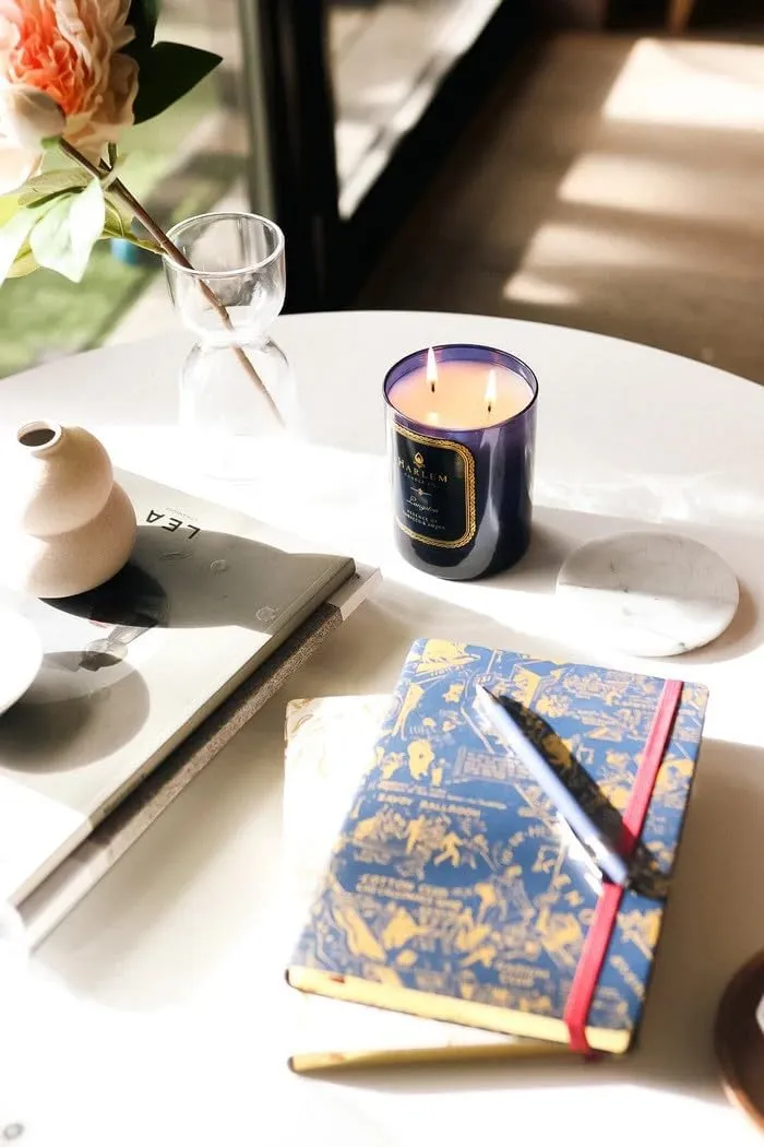 HARLEM CANDLE CO.  Night Club Map of Harlem Luxury Journal, Navy & Gold  300 Lined Pages | Vegan Leather Cover, Gilded Edges, Ribbon Bookmark | Inspired by 1930s Harlem and E. Simms Campbell