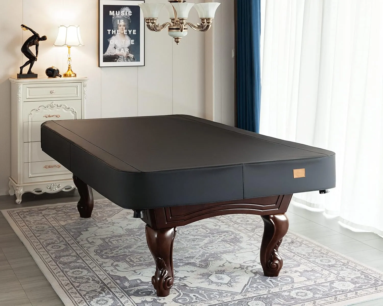 Heavy Duty Leatherette Billiard Pool Table Cover, Waterproof & Tearproof Covers for Pool Table 7/8/9FT Fitted (8 Feet/ Black)