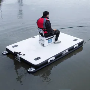 Inflatable Floating Dock Fishing Platform Raft - Portable Swim Platform Dock for Pool, Beach, Lake, Ocean - Family-friendly Water Floating Dock Mat Island