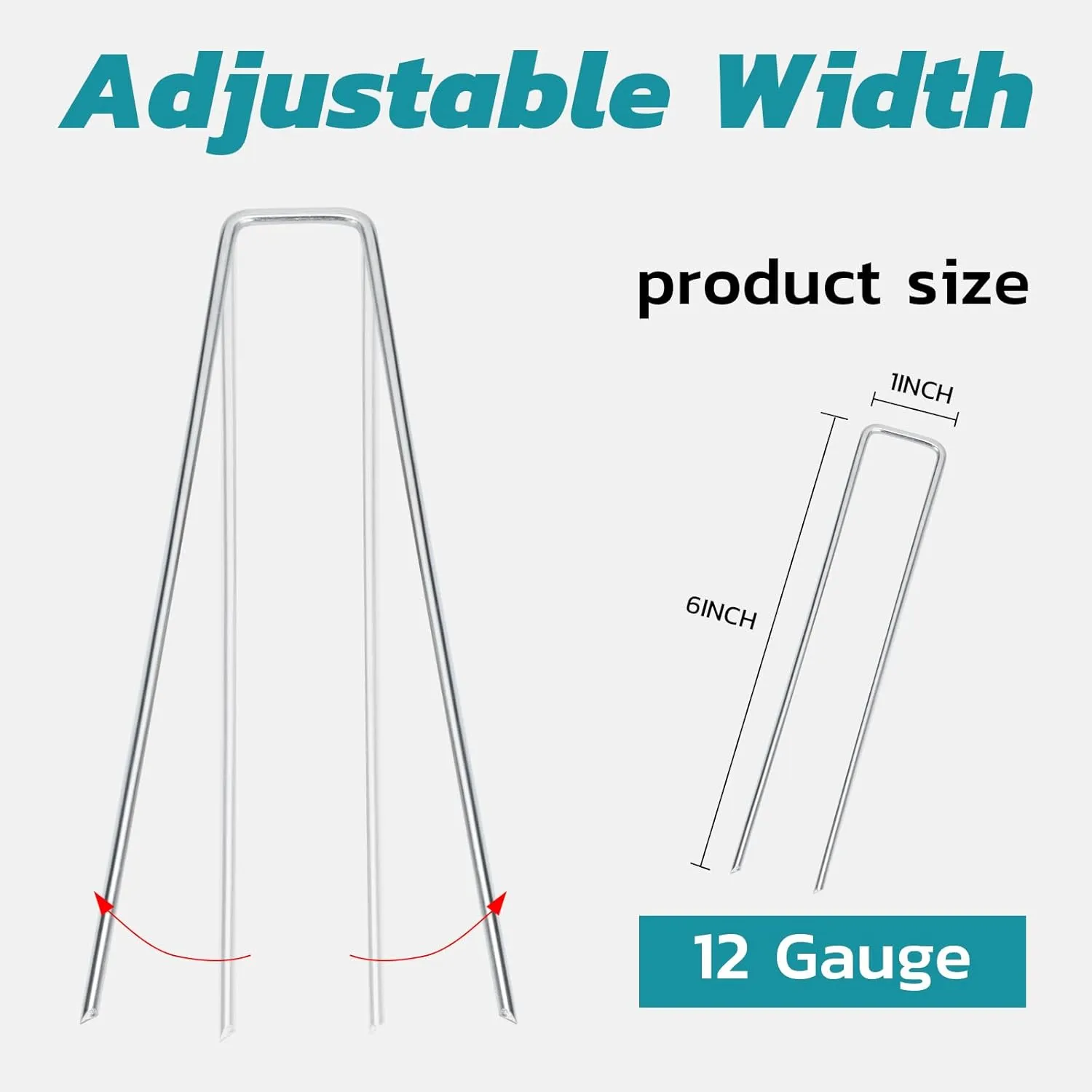 Landscape Staples 6 Inch 50 Pack Galvanized Garden Staple Anti-Rus Landscaping Stakes Lawn Stakes for Decoration Weed Barrier Fabric, Soaker Hose
