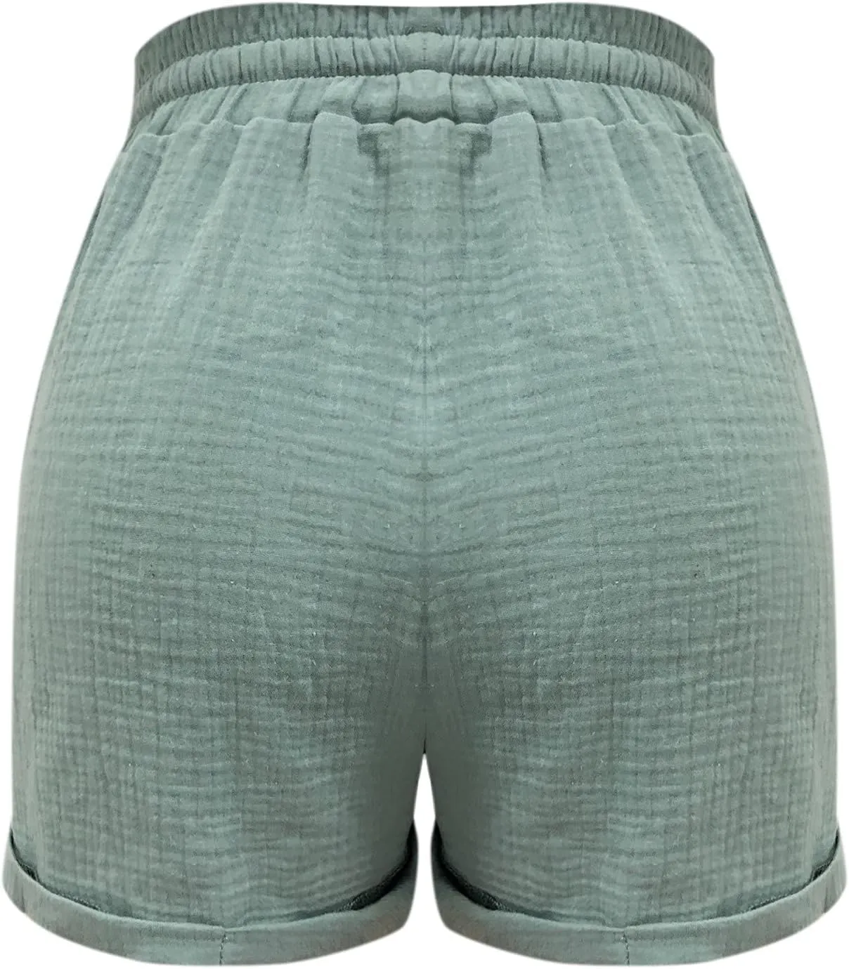 Linen Shorts for Women Drawstring High Waisted Plus Size Shorts Summer Vacation Loose Beach Pants with Pockets