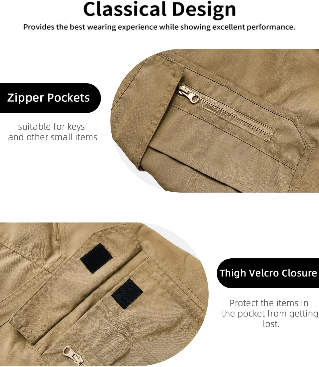 Mens Hiking Cargo Shorts Casual Tactical Waterproof Shorts for Work Golf Fishing with 6 Pockets