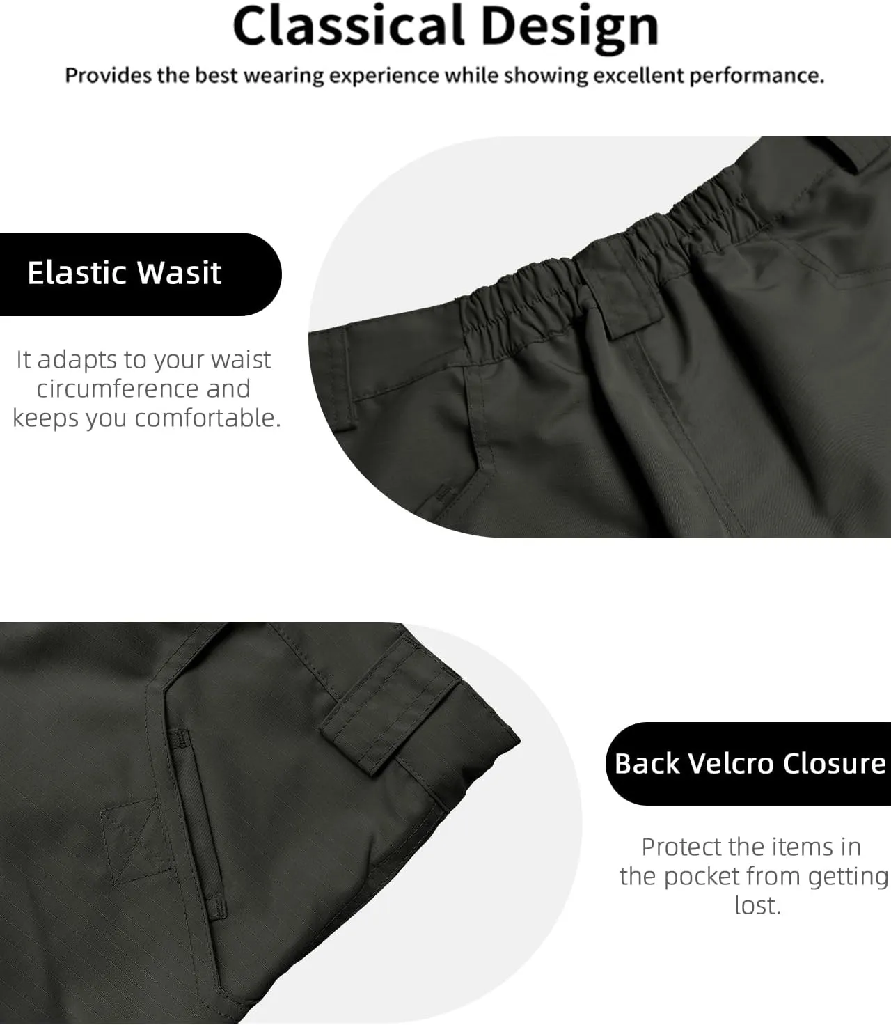 Mens Hiking Cargo Shorts Casual Tactical Waterproof Shorts for Work Golf Fishing with 6 Pockets