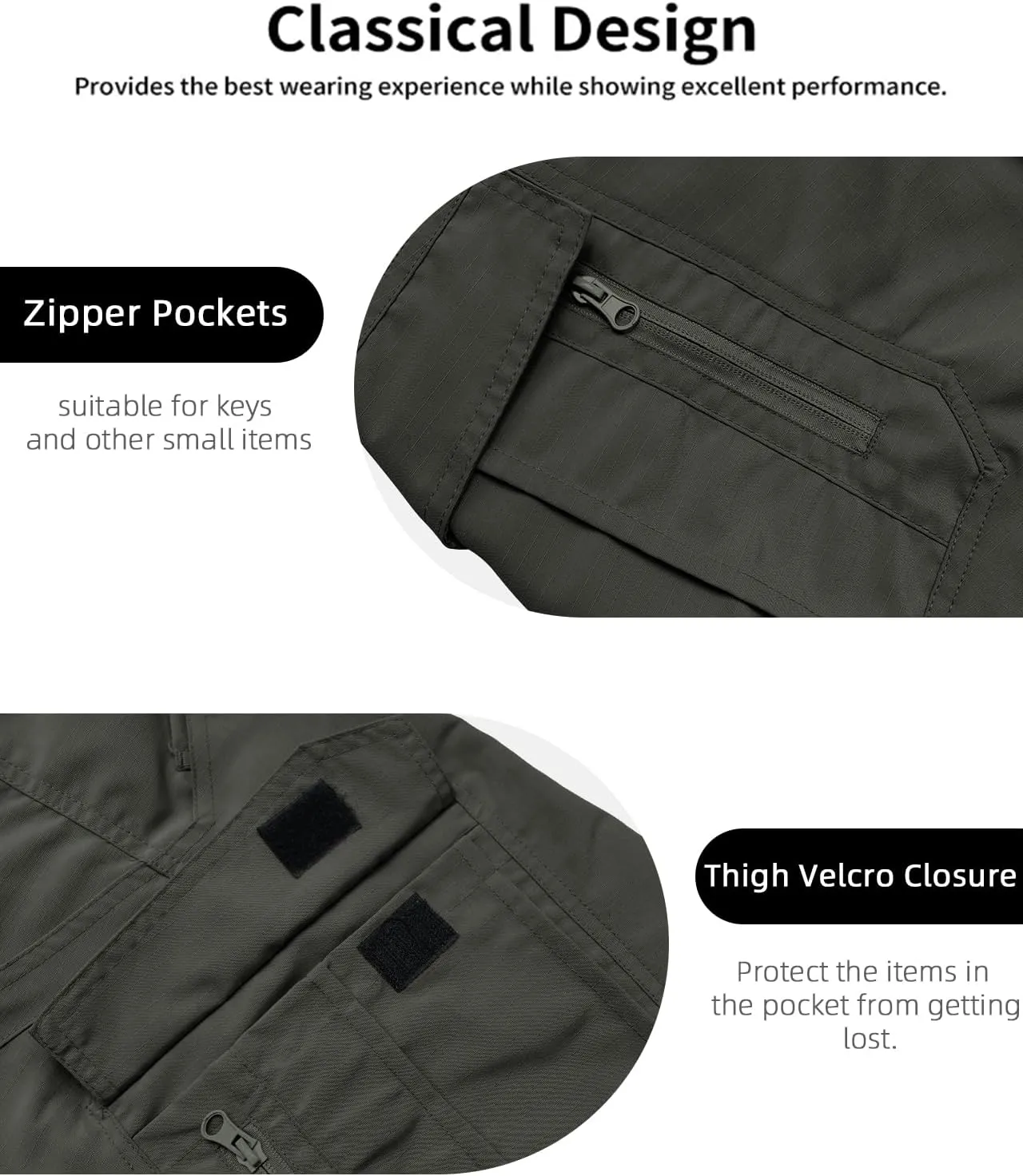Mens Hiking Cargo Shorts Casual Tactical Waterproof Shorts for Work Golf Fishing with 6 Pockets