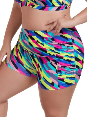 Ocean Blues Women's Plus Size 3" High Waisted Board Shorts Tummy Control Swim Bottom Boyleg Tankini Bottom