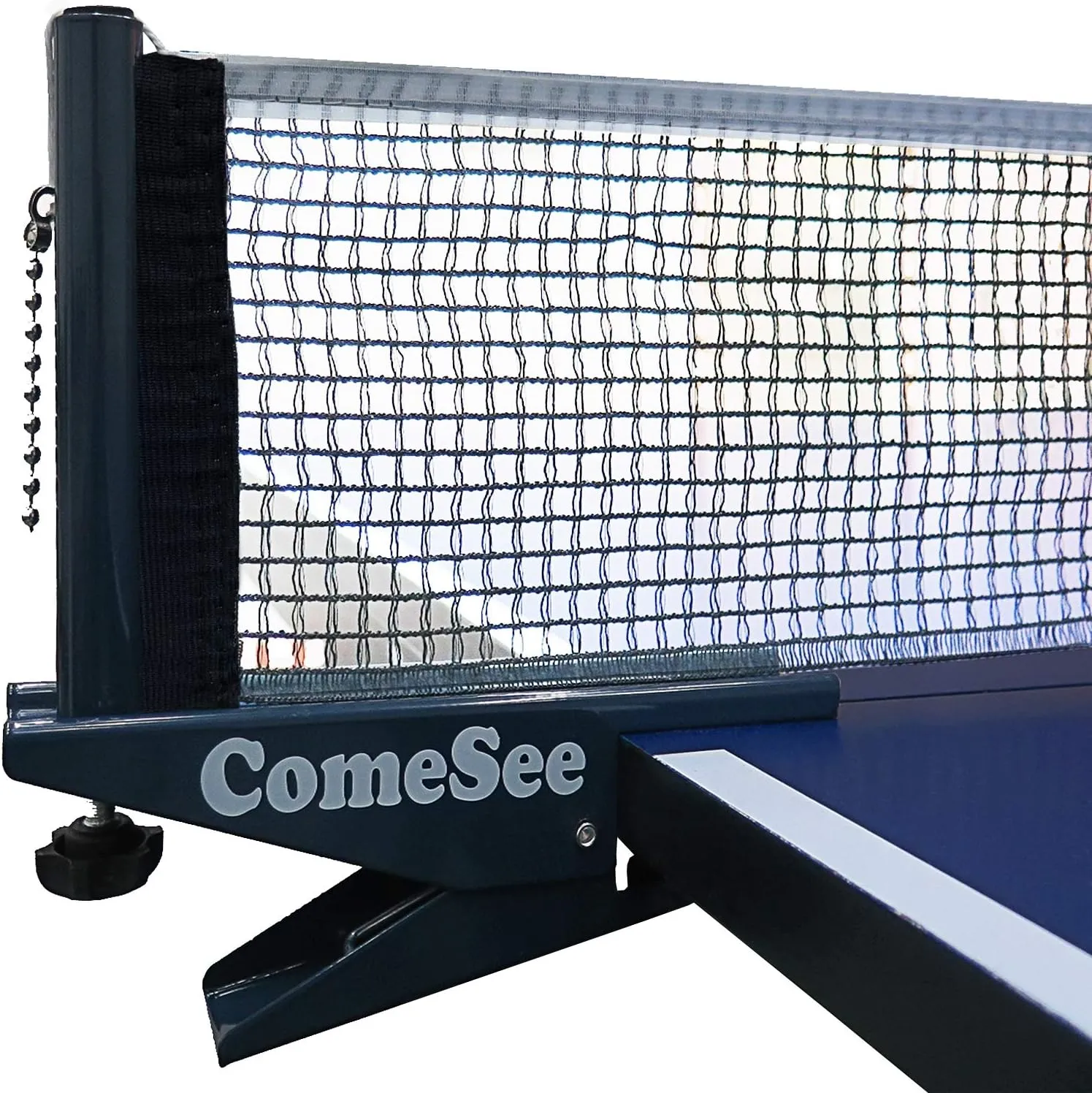 Ping Pong Net Set Table Tennis Table Post Professional Spring Activated Clamp with Net Clip Insert, 1.2 Inch Width Grip Holder, Tension and Height Adjustable Easy Set Up (Navy)