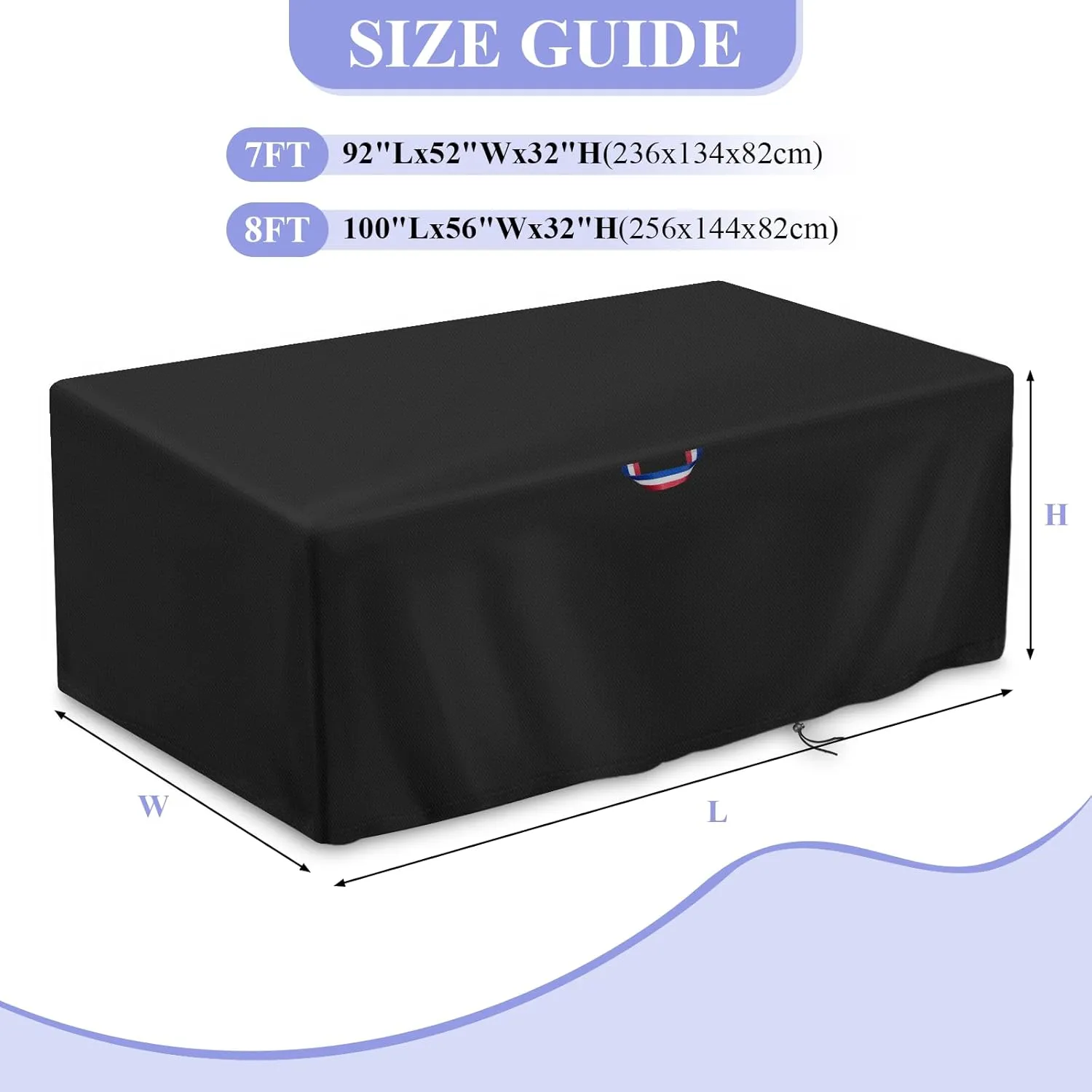 POMER Billiard Pool Table Cover,Pool Table Cover 7 ft Waterproof with Handles Drawstring, Black