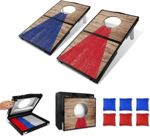 Portable Cornhole Board Set 2x1ft or 3x2ft Aluminum Alloy Corn Hole Games for Adults Foldable Cornhole Set with 6 or 8 Bean Bags for Indoor and Outdoor Games,Travel,Beach,Camping