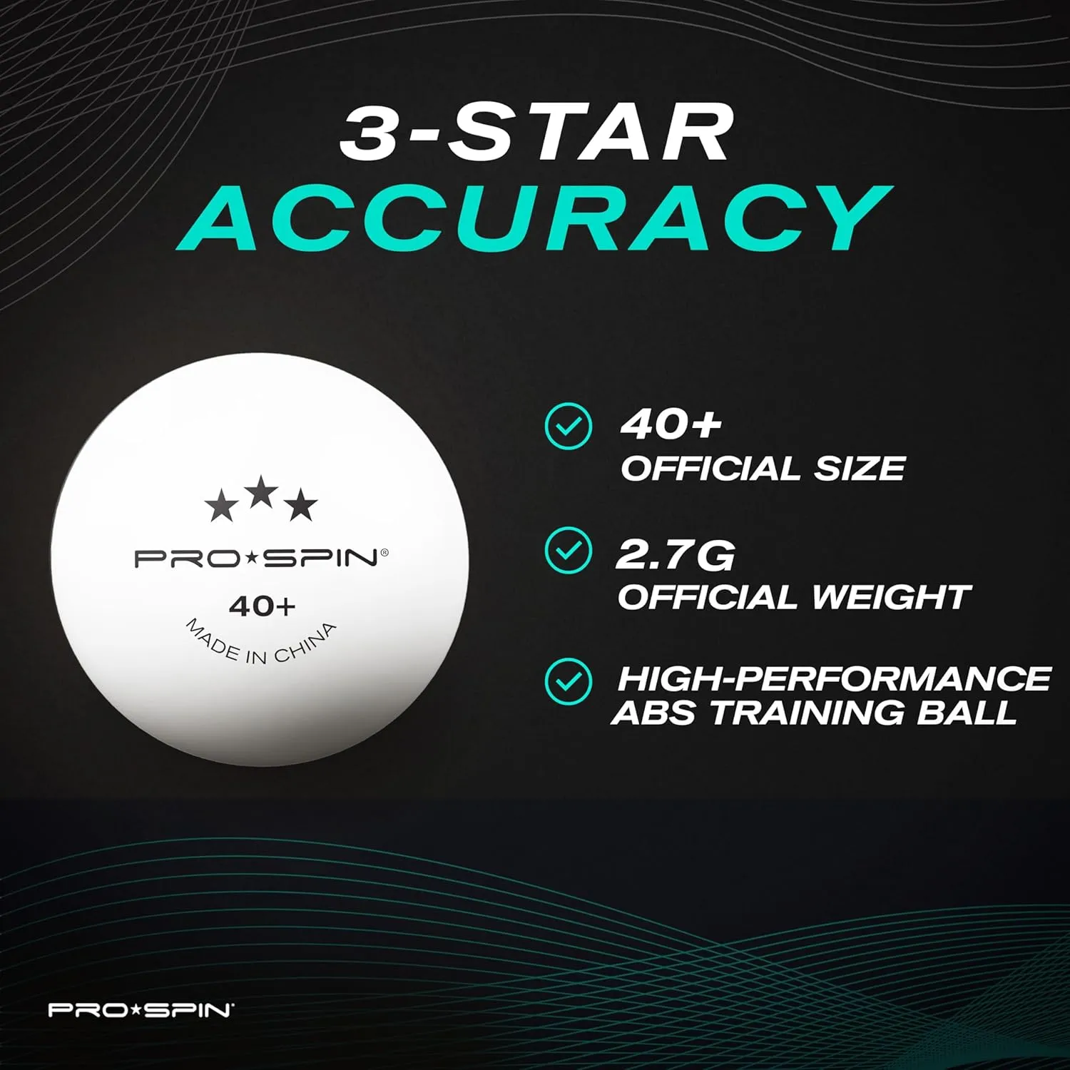 PRO SPIN Ping Pong Balls - 3-Star Premium White Table Tennis Balls | High-Performance 40  ABS Professional Quality | Ultimate Durability for Indoor & Outdoor Ping Pong Tables