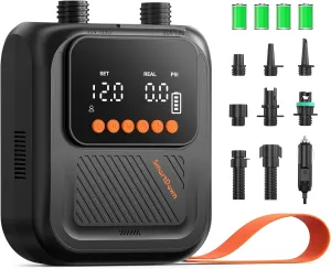 Rechargeable Paddle Board Pump, 2025 Portable SUP Air Pump with Dual Stage Inflation, Up to 20 PSI, 30% Faster with Auto Shut-Off, Ideal for Paddle Boards, Kayaks, Boats, and Tents