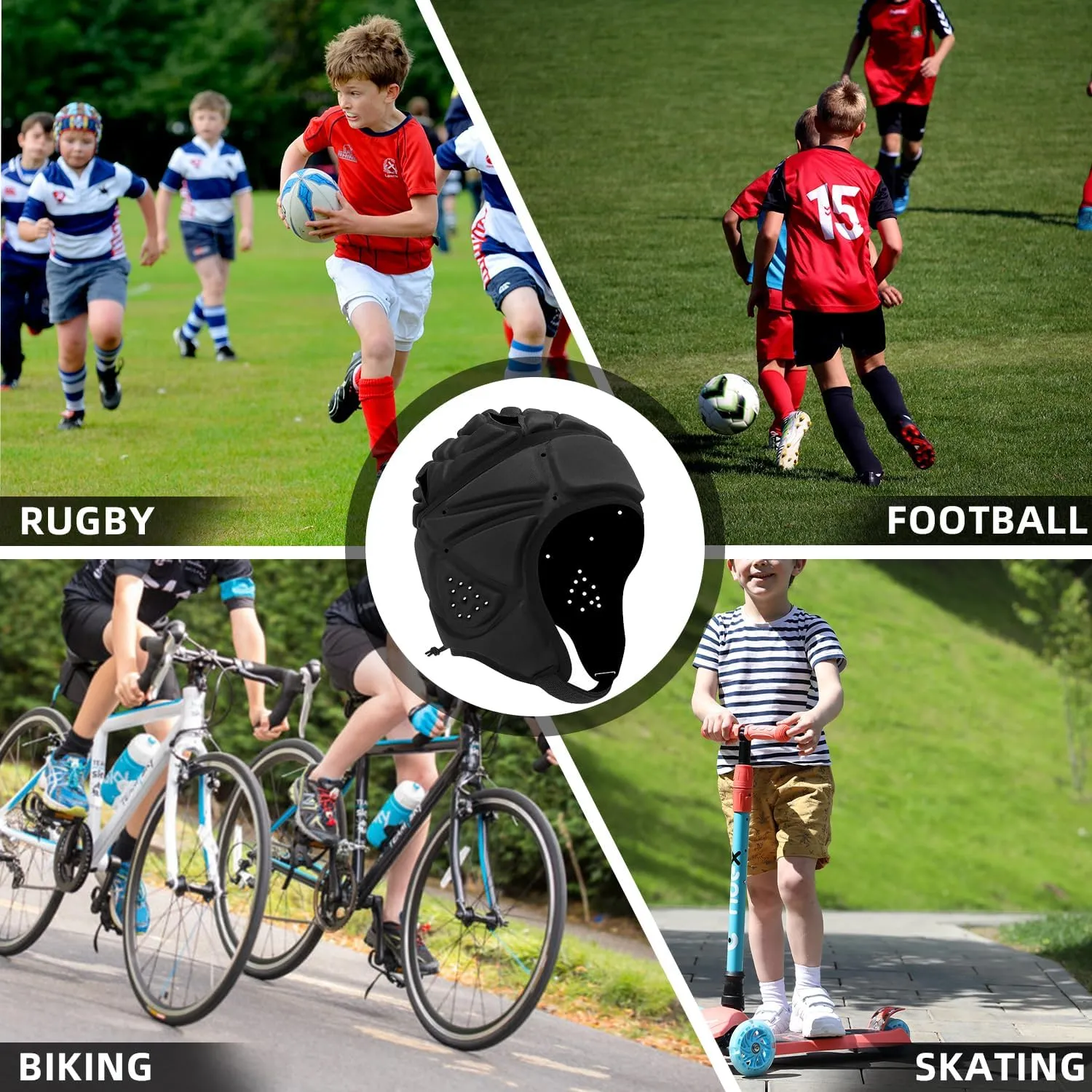 Soft Flag Football Helmet 7v7 Rugby Padded Headguards Protective Gear for Youth Kids