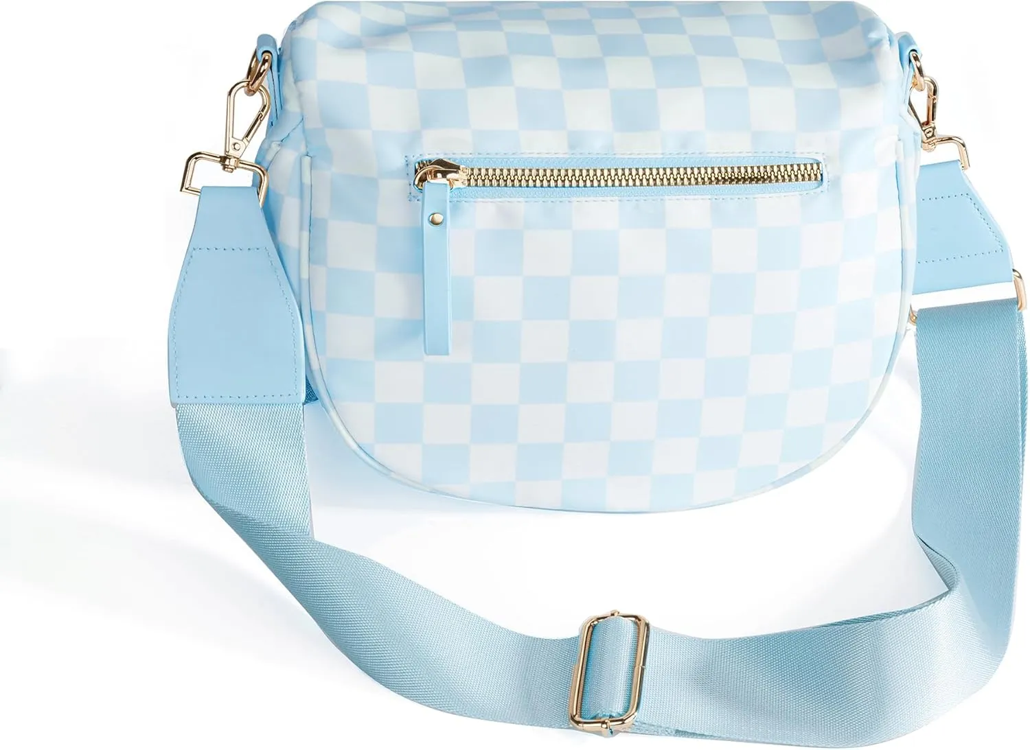 Spacious Checkered Nylon Crossbody Bag Bum Bag Checkered Handbags Wallets for Women