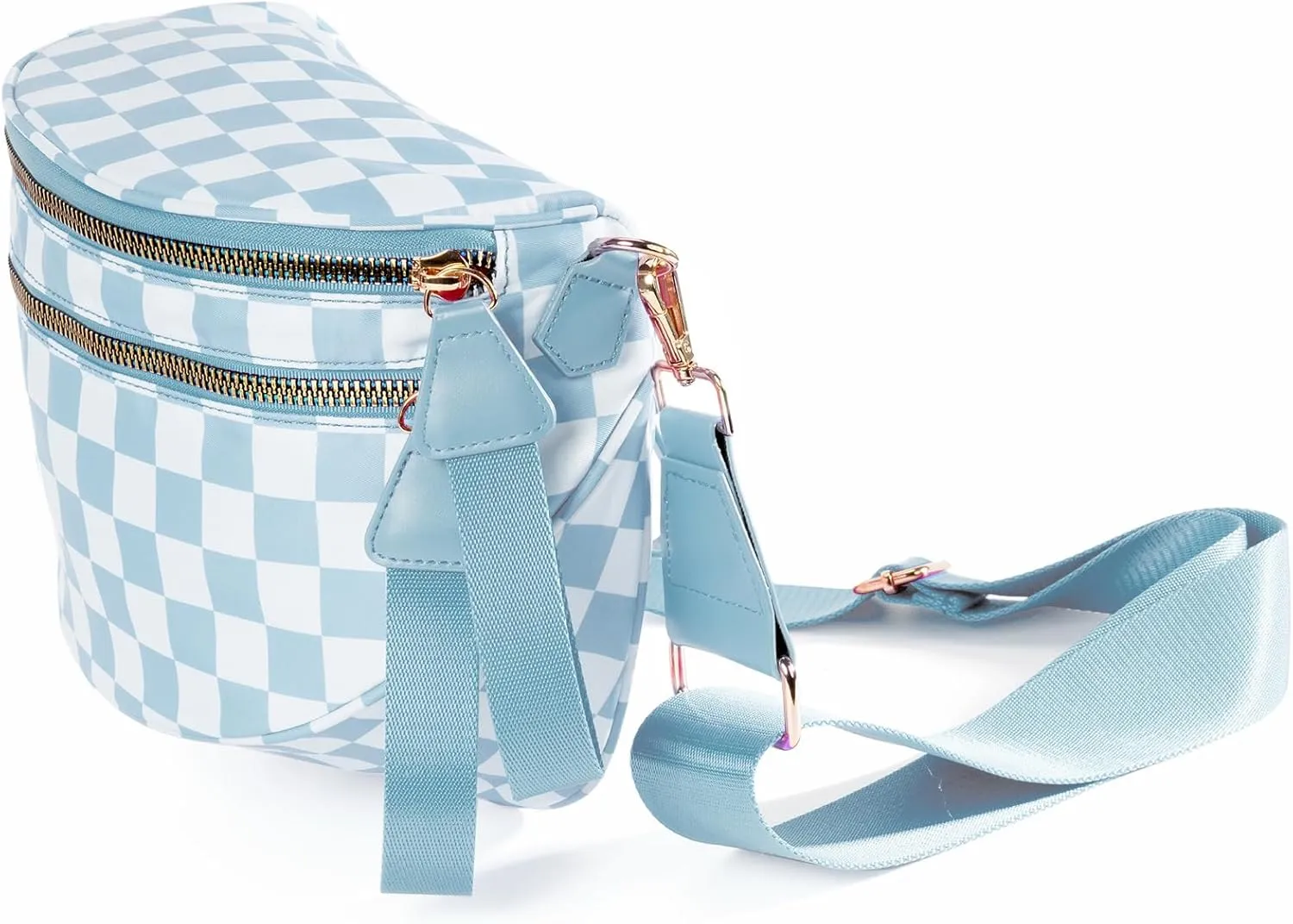 Spacious Checkered Nylon Crossbody Bag Bum Bag Checkered Handbags Wallets for Women