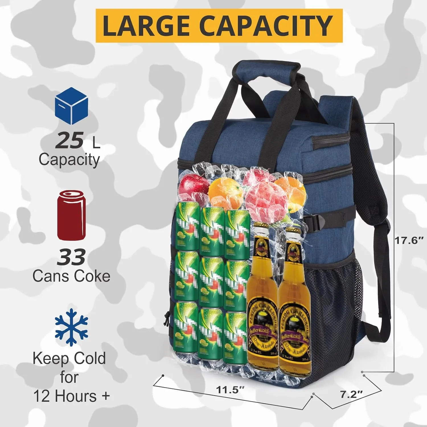 Tactical Backpack Cooler,Lunch Backpack for Men Adults Work with HandleSoft Cooler Backpack Insulated Waterproof Leak Proof