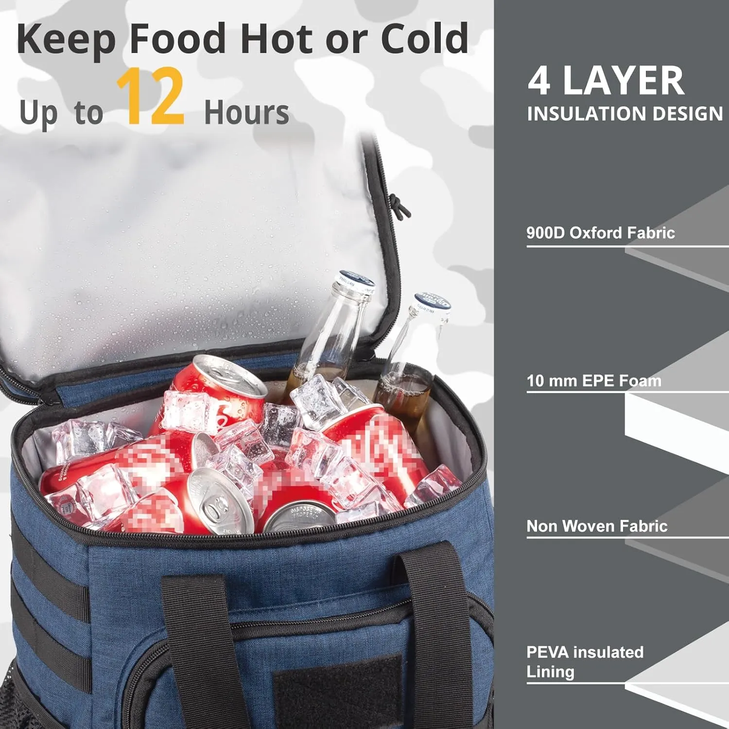 Tactical Backpack Cooler,Lunch Backpack for Men Adults Work with HandleSoft Cooler Backpack Insulated Waterproof Leak Proof