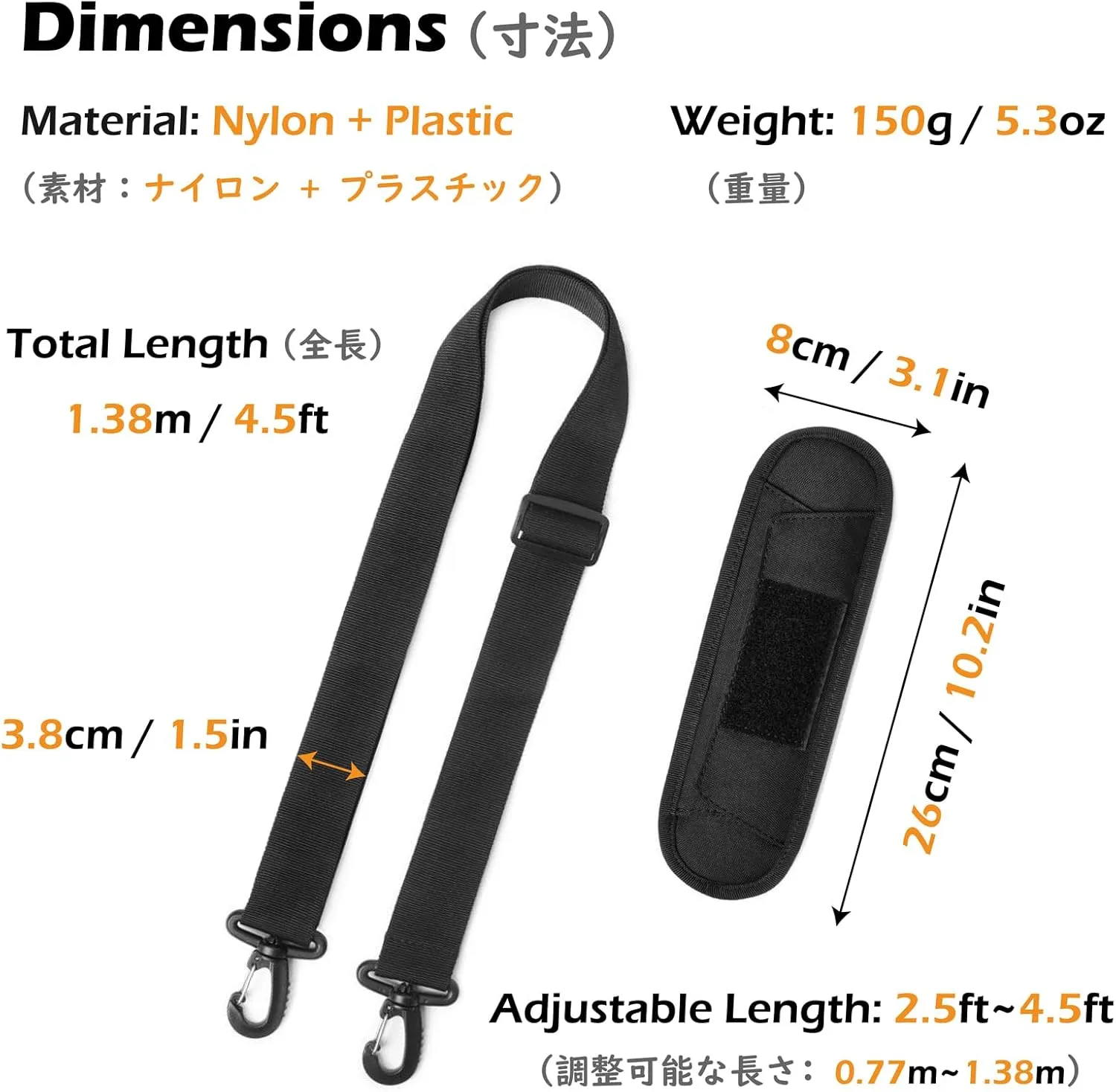 TRIWONDER Bag Shoulder Strap Replacement Adjustable Strap with Padded Metal Hooks for Crossbody Bags Messenger Bags Laptops