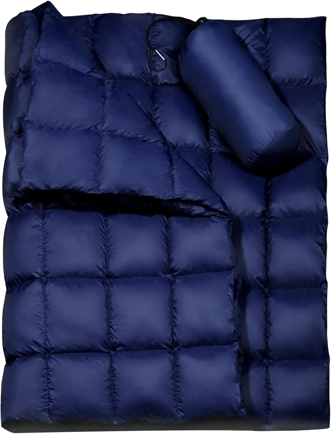 Windproof Down Camping Blanket, Thicker Water Resistant, Portable, Wearable, Warm for Travel, Hiking, Extra Large (79" x 55"), Navy