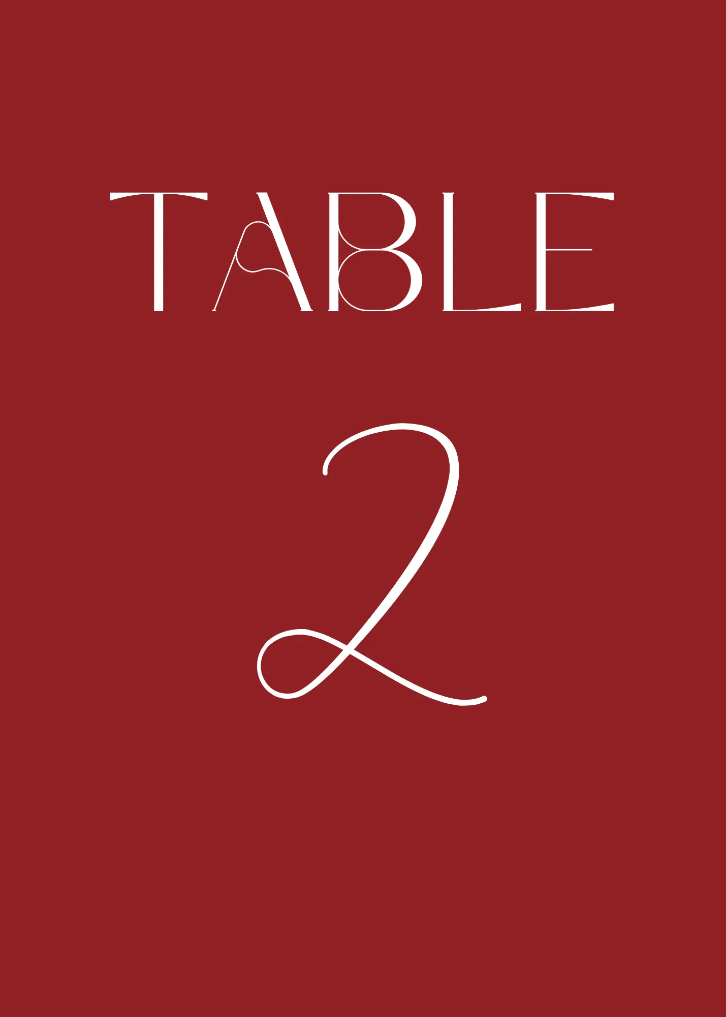 Winter Burgundy Table Numbers