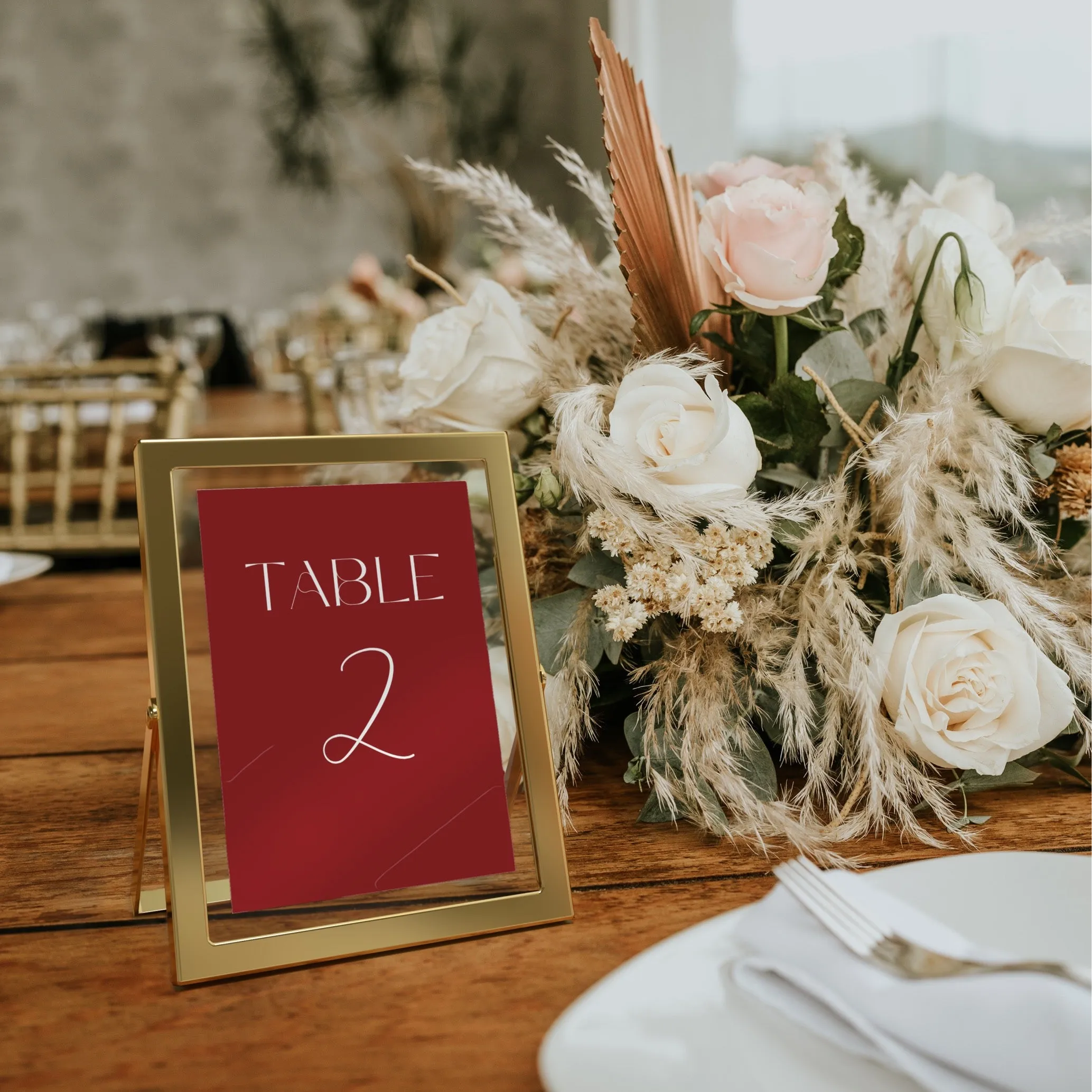 Winter Burgundy Table Numbers