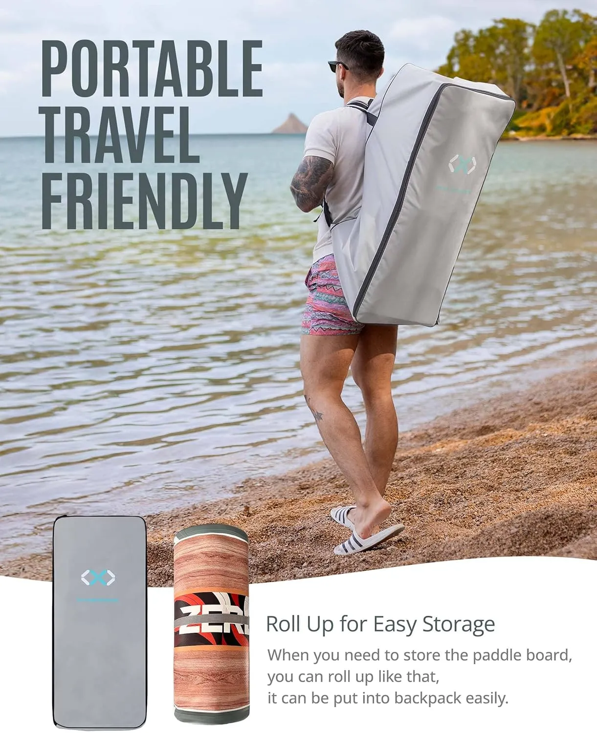 ZLX 10'6" Inflatable Stand Up Paddle Board, Extra Wide Stable Non-Slip Deck Pad, Unique Center Fin, Portable Paddleboard for Adults, Premium SUP for All Skill Levels