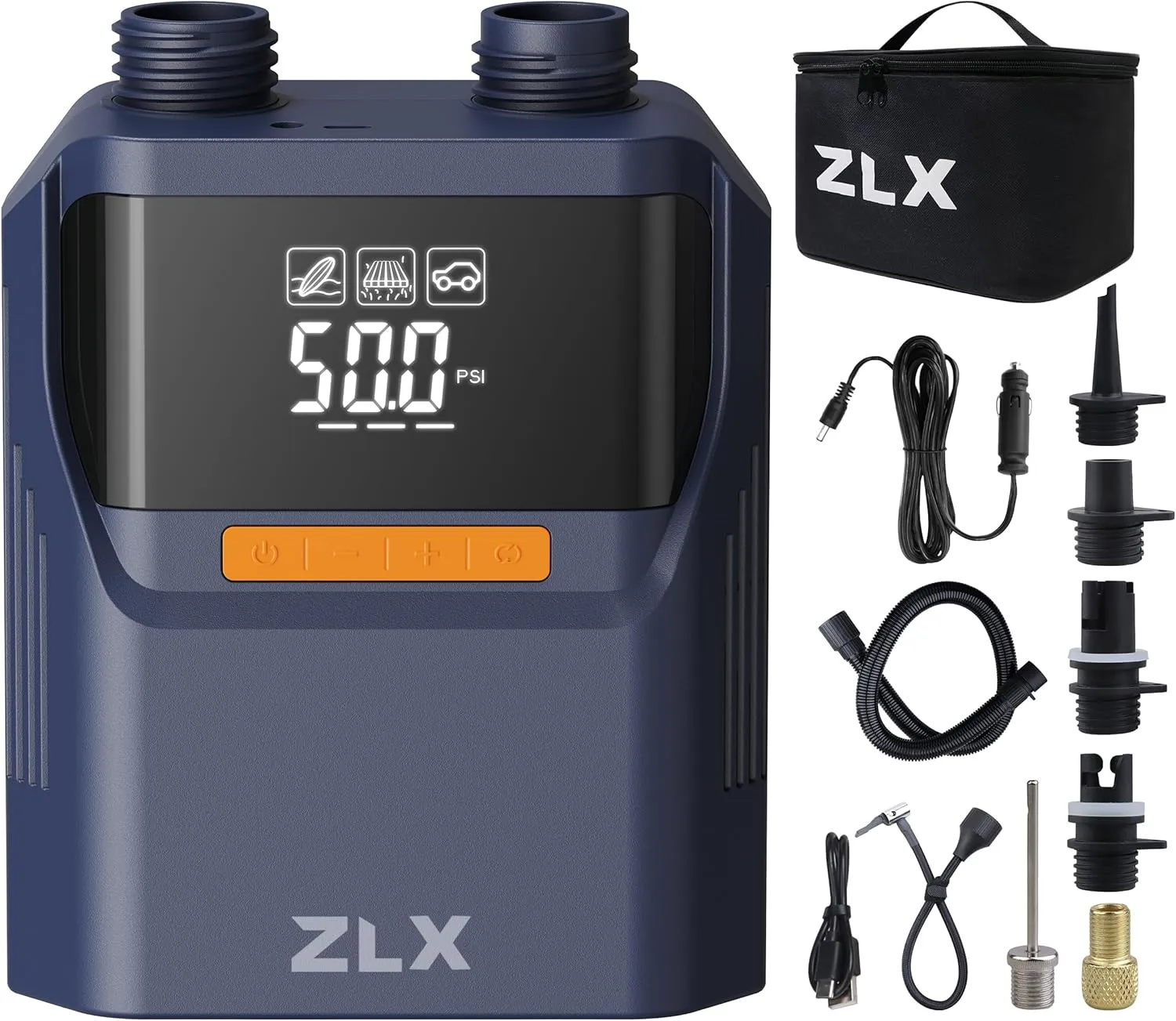 ZLX Electric Paddle Board Pump, 50PSI Air SUP Pump with High Pressure Dual Stage, Auto-Off Inflation/Deflation & Rechargeable Paddle Board Accessories for Inflatables, Kayaks, Boats, Air Mattresses