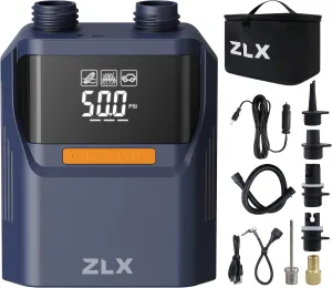 ZLX Electric Paddle Board Pump, 50PSI Air SUP Pump with High Pressure Dual Stage, Auto-Off Inflation/Deflation & Rechargeable Paddle Board Accessories for Inflatables, Kayaks, Boats, Air Mattresses