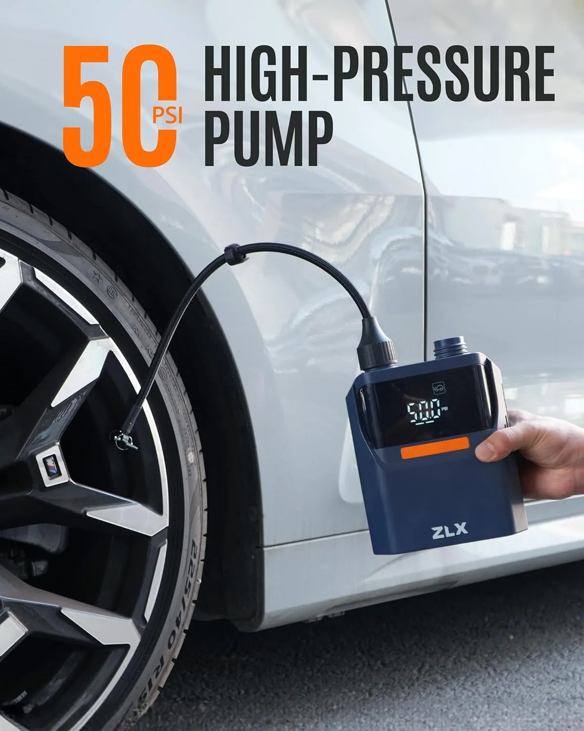 ZLX Electric Paddle Board Pump, 50PSI Air SUP Pump with High Pressure Dual Stage, Auto-Off Inflation/Deflation & Rechargeable Paddle Board Accessories for Inflatables, Kayaks, Boats, Air Mattresses